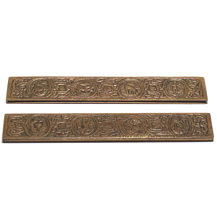 Appraisal: Tiffany Studios blotter ends pair bronze in the Zodiac pattern