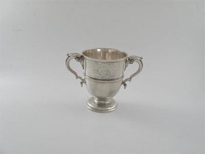 Appraisal: A George II two handled Irish cup of campana form