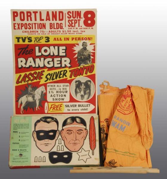 Appraisal: Lone Ranger Tent Set in Box Signed Poster Description Circa