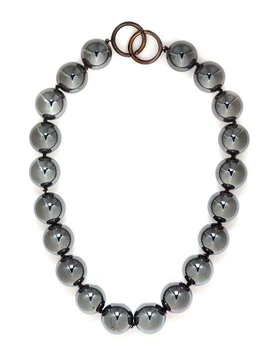 Appraisal: Sale Lot A Sterling Silver and Hematite Bead Necklace Paloma