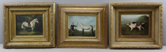 Appraisal: Oil on Canvas Portraits of Animals Portrait of a white