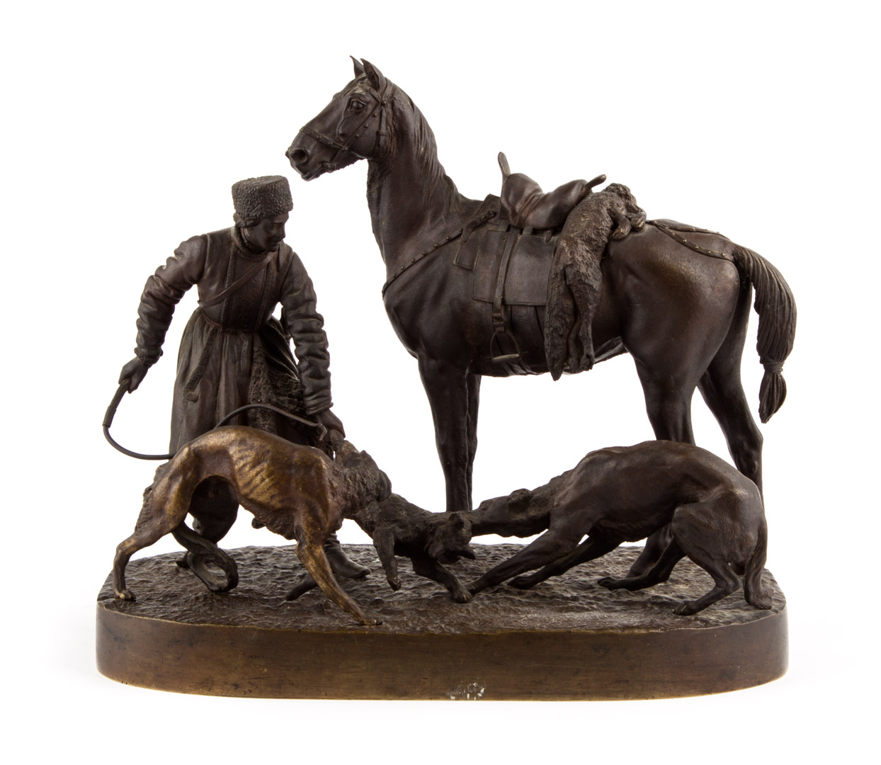 Appraisal: Nikolai Lieberich Fox Hunt bronze group Nikolai Iwanowitsch Lieberich Russian