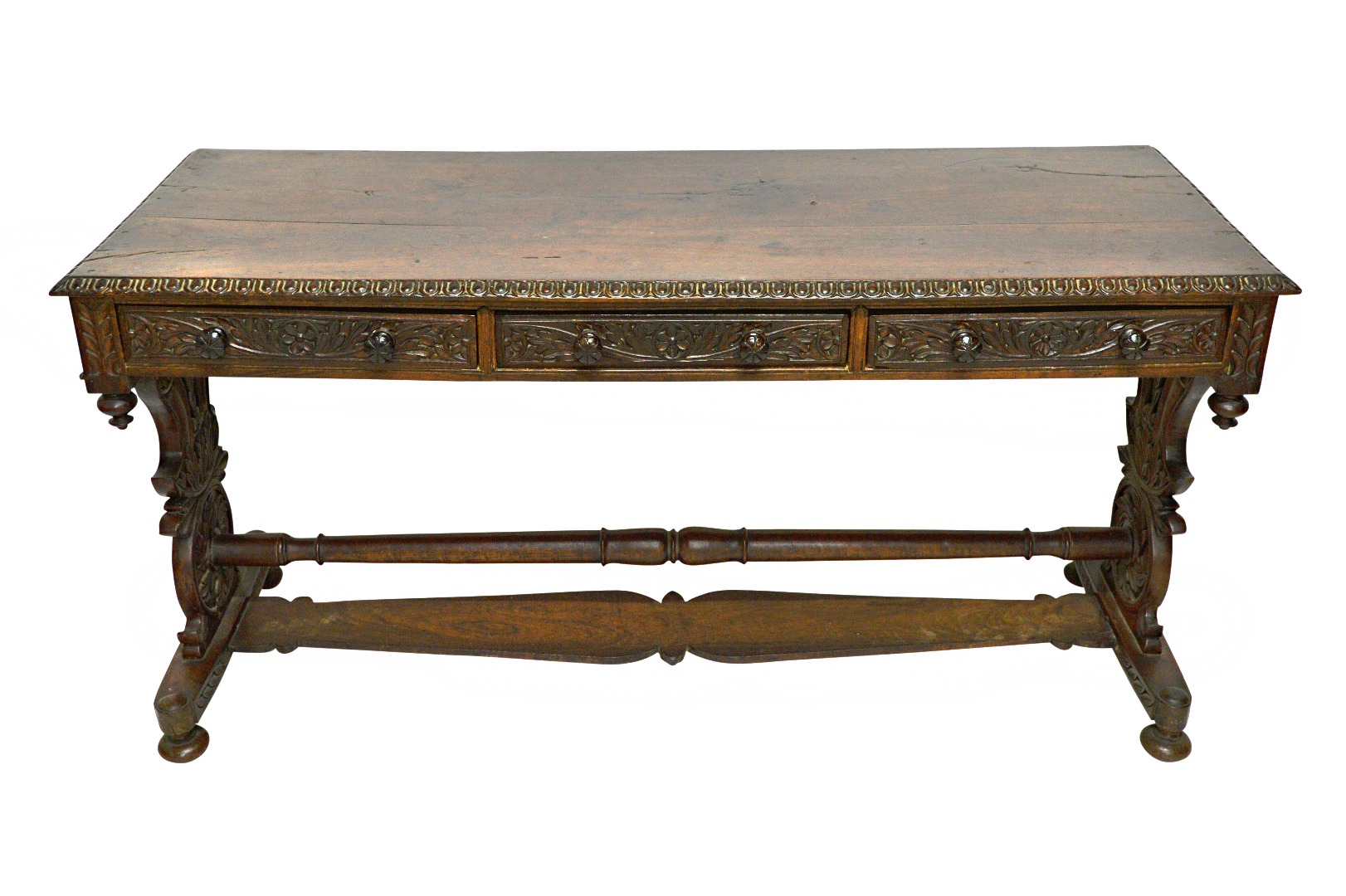 Appraisal: A th century Spanish carved rosewood three drawer side table