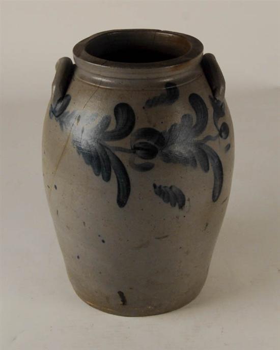 Appraisal: A Cobalt Decorated Four Gallon Stoneware Crock an ovoid form