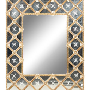 Appraisal: A Venetian Etched Glass Mirror th Century Height x width