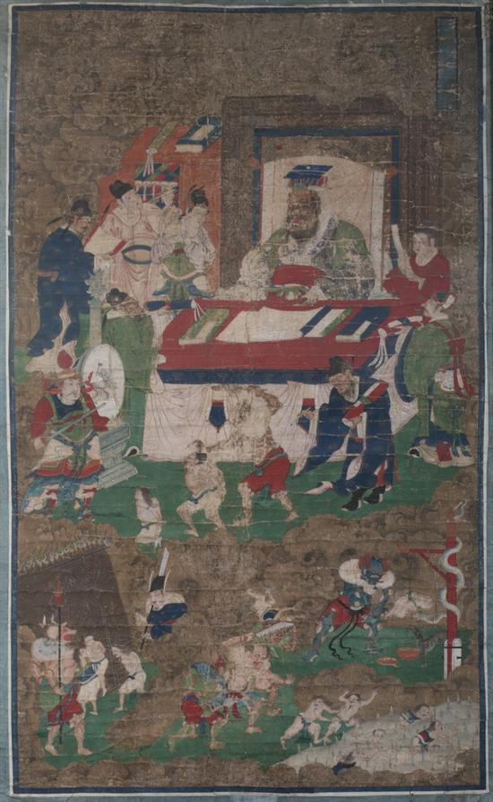 Appraisal: ANONYMOUS Chinese Deity and Daoist Dignitaries Two ink and color