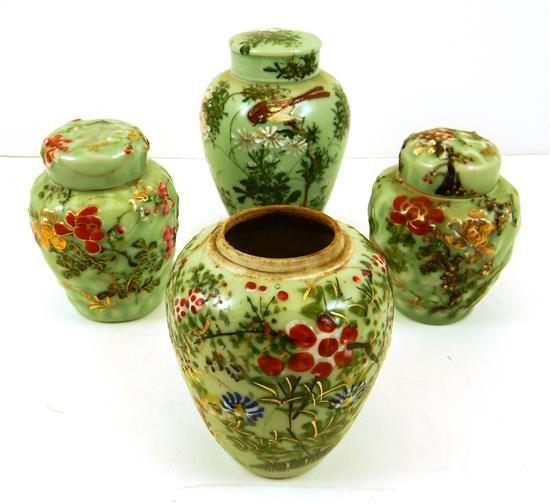 Appraisal: ASIAN four celadon ginger jars including two similar jars modeled