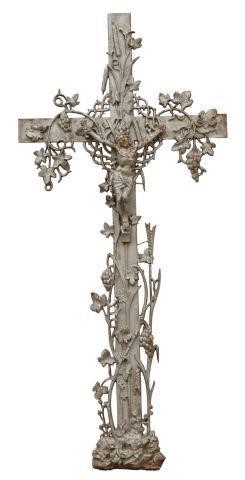 Appraisal: French cast iron cross in silver paint th c ecclesiastic