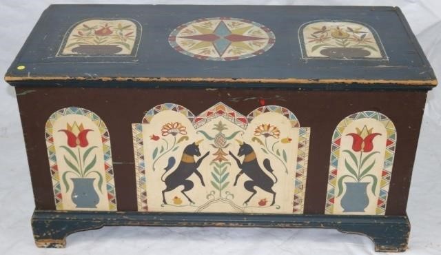 Appraisal: TH C AMERICAN PINE DOVETAILED BLANKET CHESTWITH LATER PAINTED PENN