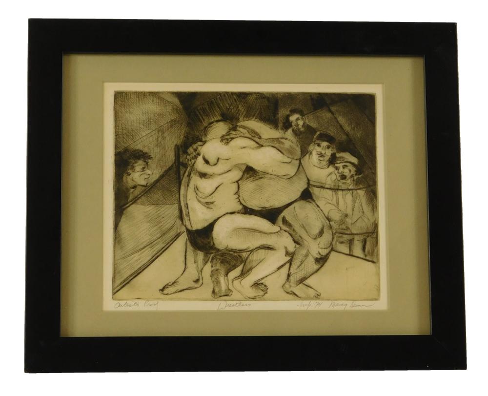 Appraisal: Marcy Dunn American th st C Wrestlers etching artist's proof