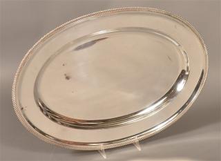 Appraisal: K Uyeda Silver Platter Gadrooned Border K Uyeda Tokyo Japan