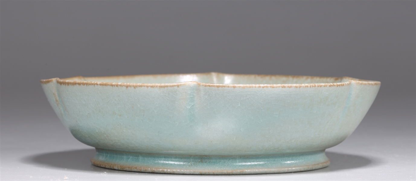 Appraisal: Chinese celadon crackle glazed Ru ware brush washer W Provenance