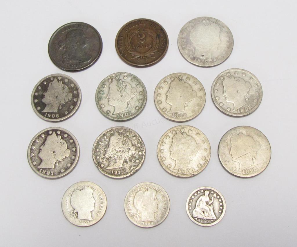 Appraisal: Collection of Antique Coins total including draped bust half cent