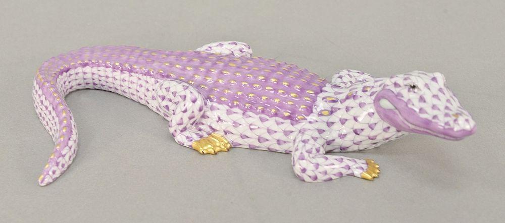 Appraisal: Herend porcelain figurine of alligator or crocodile in purple gold