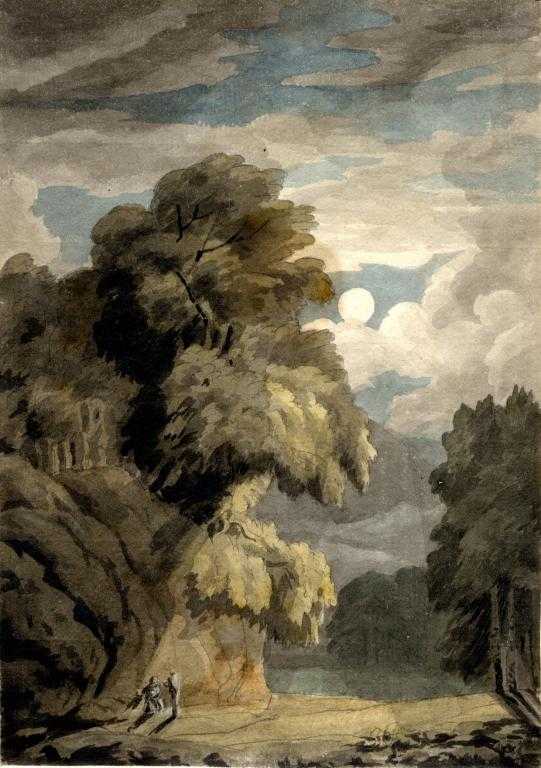 Appraisal: ATTRIBUTED TO FRANCIS TOWNE - A MOONLIT LAKE SCENE WITH