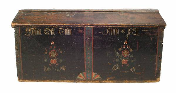 Appraisal: A Continental painted trunk dated height in width ft in