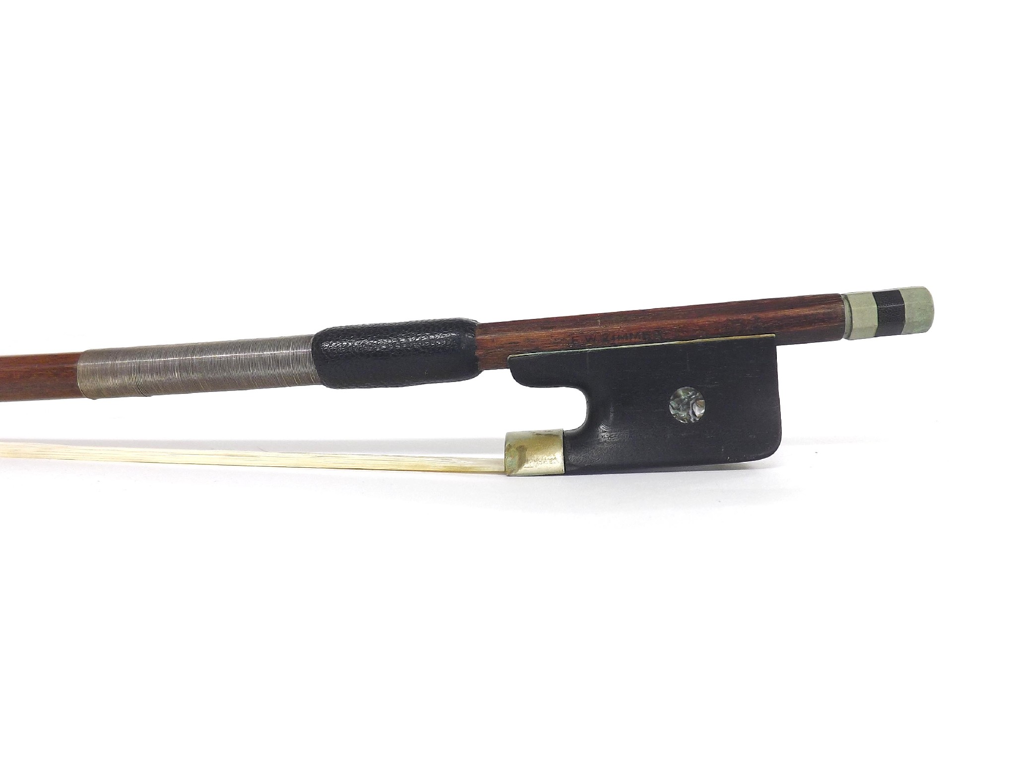 Appraisal: Nickel mounted violoncello bow stamped L W Zimmer gm