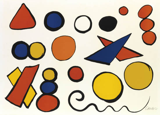 Appraisal: ALEXANDER CALDER Composition with Circles Triangles and other Shapes Color