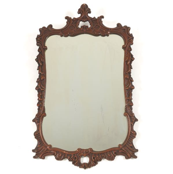 Appraisal: ORNATE WOOD MIRROR x Relief wood mirror with leaf motif