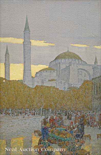 Appraisal: Jules V Guerin American - Market Outside the Hagia Sophia