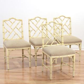 Appraisal: Set Hollywood regency bamboo style chairs Set Hollywood regency bamboo