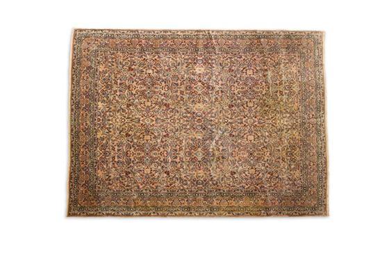 Appraisal: ORIENTAL RUG Roomsize floral design in ivory and pink with