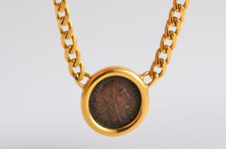 Appraisal: Bulgari Ancient Roman Coin Chain Necklace Bulgari coin gold chain