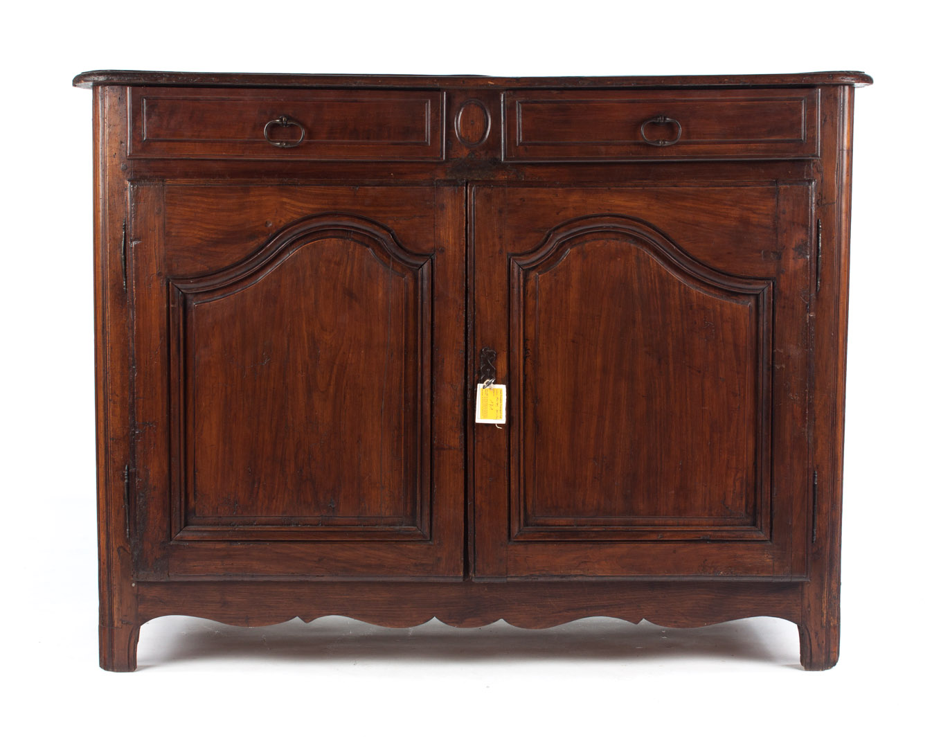 Appraisal: Louis XV provincial fruitwood cabinet th century flat top molded