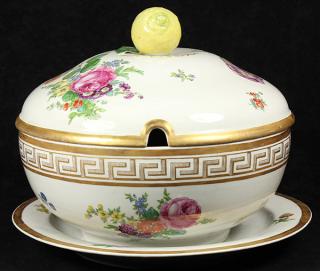 Appraisal: Royal Copenhagen porcelain covered tureen and stand circa possibly an