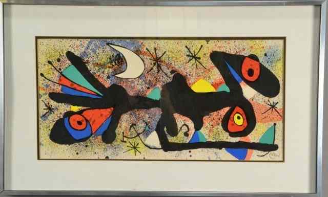 Appraisal: JUAN MIRO ORIGINAL LITHOGRAPHColorful organic forms titled ''Ceramiques '' signed