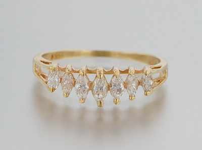 Appraisal: A Ladies' Marquis Cut Diamond Ring k yellow gold ring