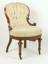 Appraisal: BOUDOIR CHAIR - Circa - carved walnut upholstered boudoir chair