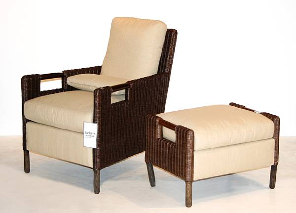 Appraisal: A Thomas Pheasant woven club chair together with ottoman McGuire