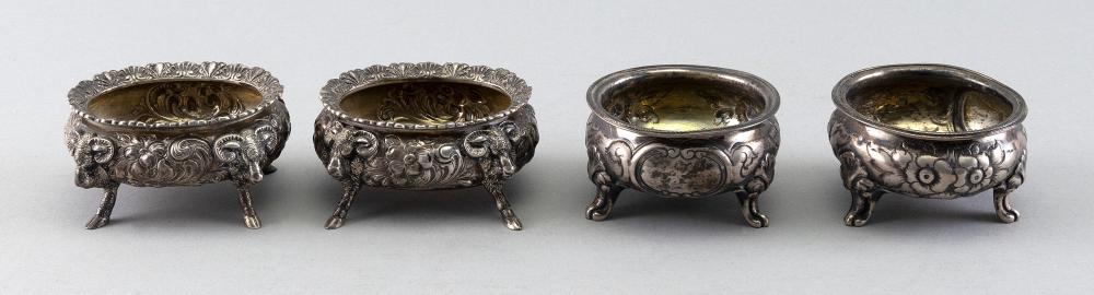 Appraisal: TWO PAIRS OF SILVER OPEN SALTS TH CENTURY APPROX TROY