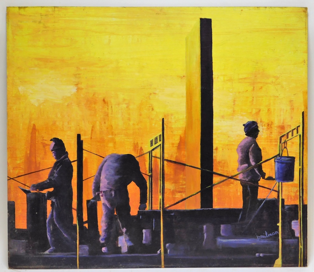 Appraisal: JOAN MILMAN MODERN INDUSTRIAL URBAN PAINTING United States th CenturyHigh