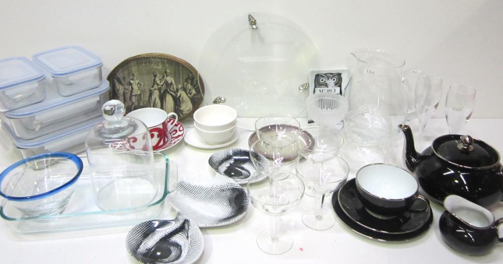 Appraisal: A VARIETY OF KITCHENWARE ITEMS INCLUDING BLACK TEAPOT A VARIETY