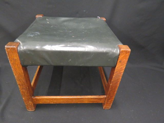 Appraisal: Limbert Oak Footstool Arts Crafts original impressed mark tall square