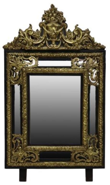 Appraisal: Dutch Baroque style repousse mirror th c fruit-filled urn crest