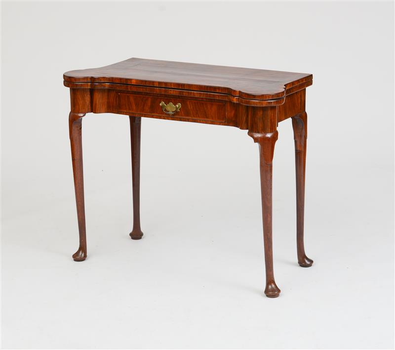 Appraisal: GEORGE I INLAID WALNUT GAMES TABLE The rectangular top with