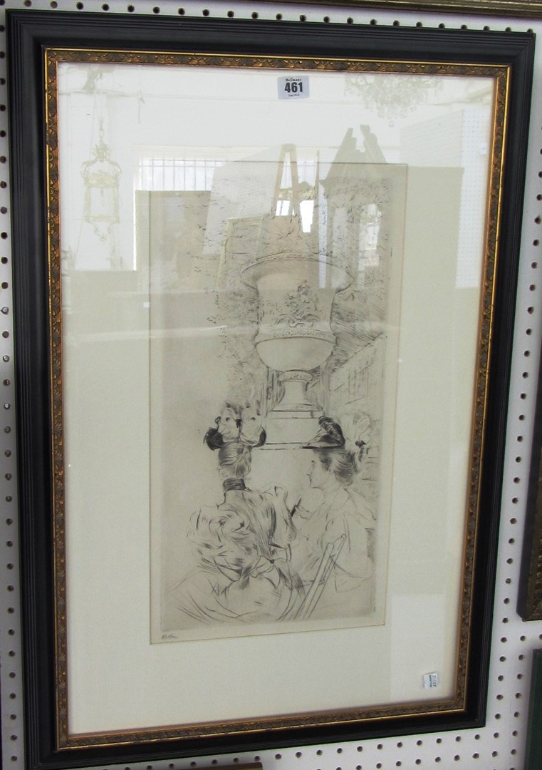 Appraisal: Paul Cesar Helleu - Deux Dames a Versailles etching signed