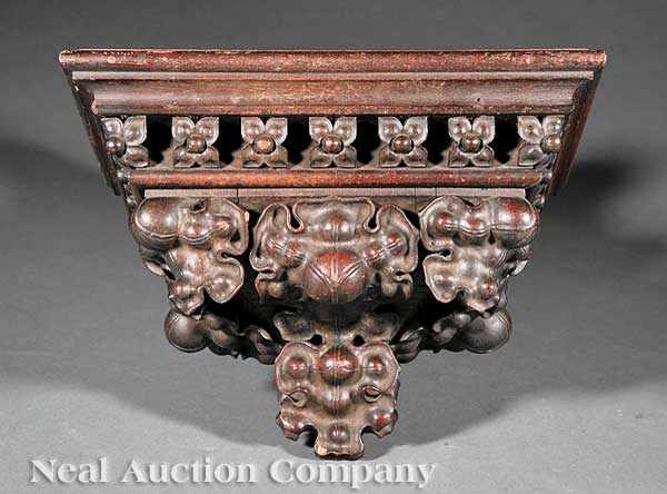 Appraisal: An Antique American Gothic Revival Carved Walnut Bracket c with