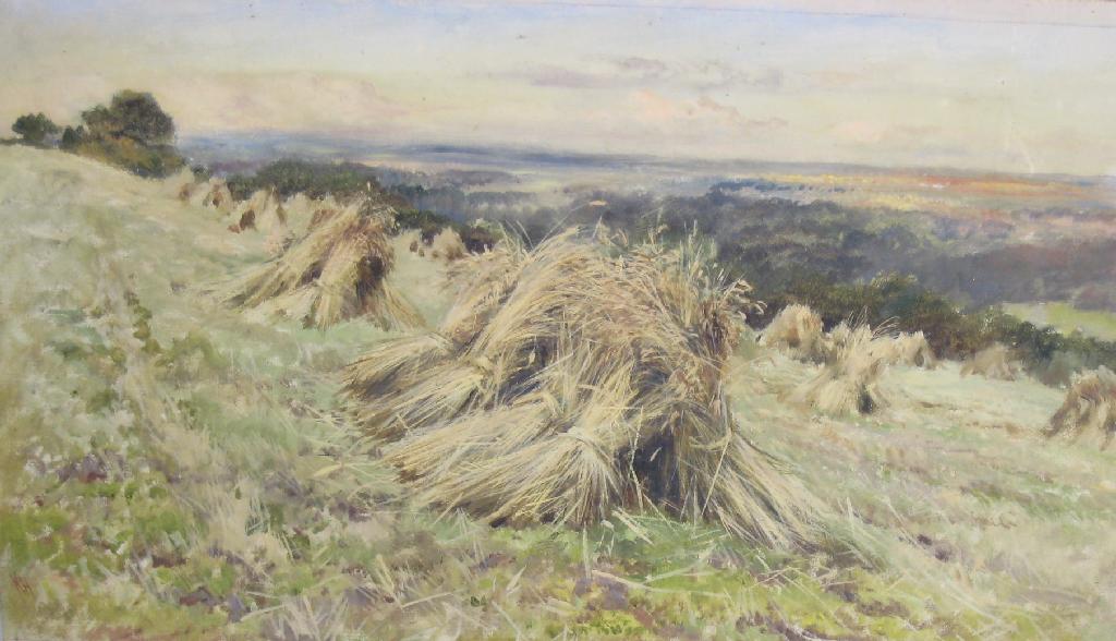 Appraisal: K H A Cornfield at harvest-time signed with initials oil