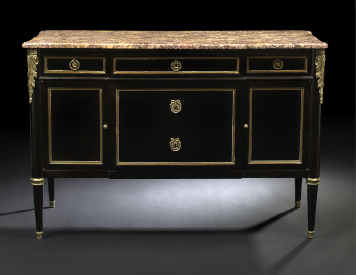 Appraisal: Attractive Gilt-Bronze-Mounted Ebonized Fruitwood Commode a Vantaux third quarter th