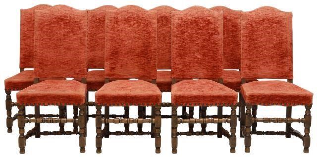 Appraisal: lot of French Louis XIII style highback oak side chairs