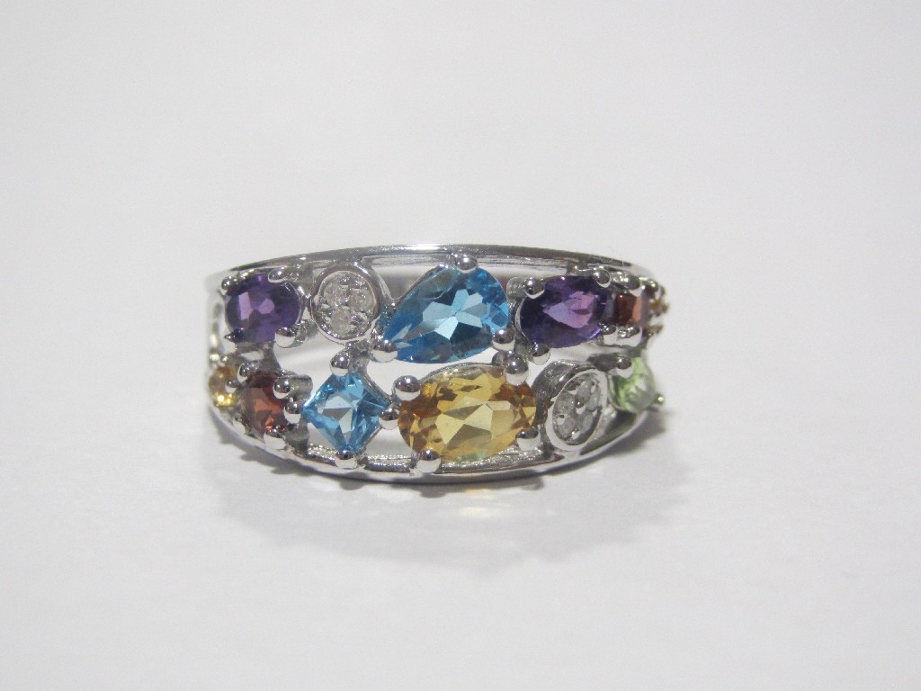 Appraisal: Nine carat white gold multi gem set ring