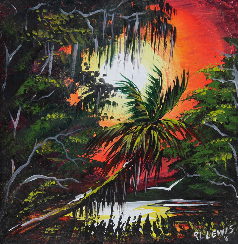 Appraisal: LEWIS Robert American th Century Florida Highwaymen vibrant tropical backwater