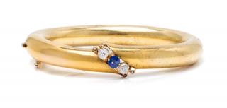 Appraisal: A Yellow Gold Sapphire and Diamond Bangle Bracelet Russian dwts