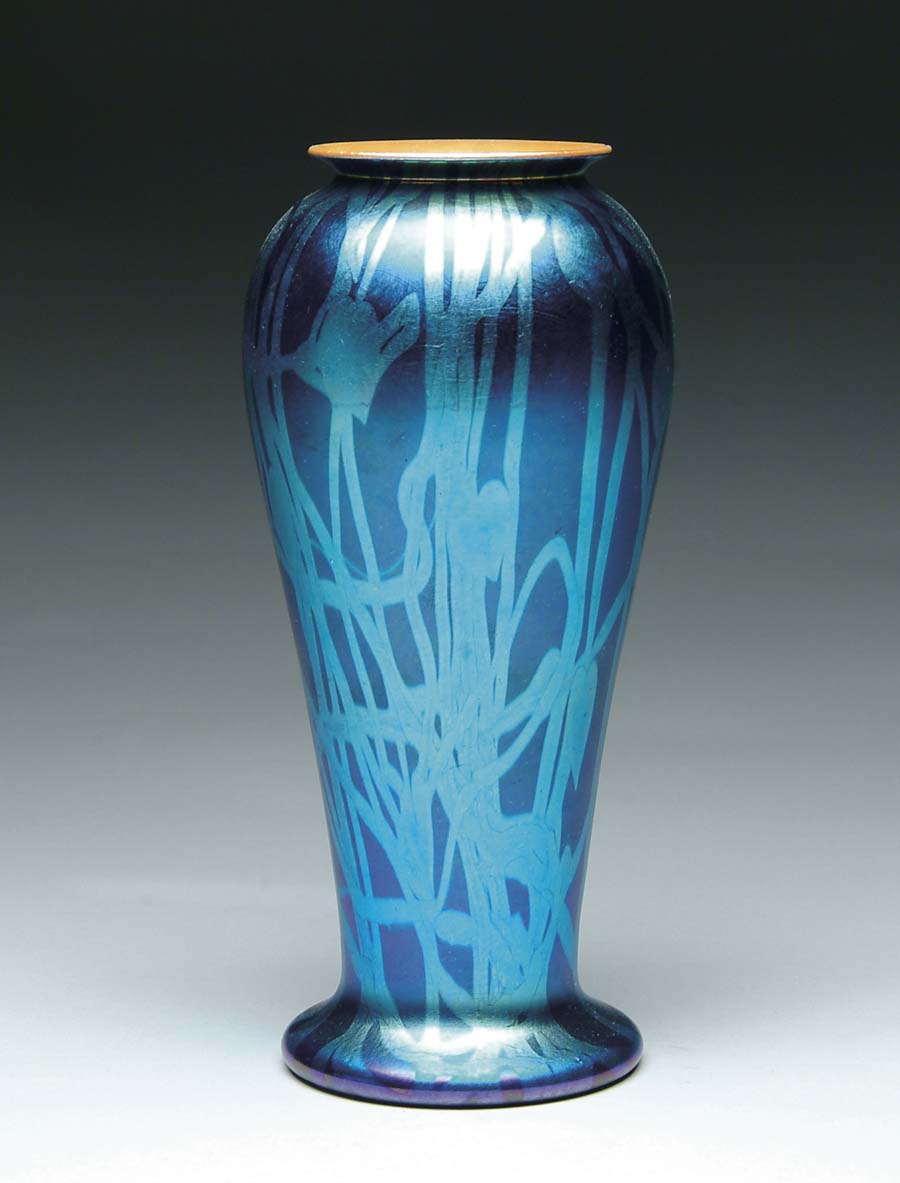 Appraisal: DURAND HEART AND VINE VASE Spectacular Durand vase has iridescent