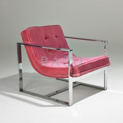 Appraisal: MILO BAUGHMAN THAYER COGGIN Lounge chair USA s Chromed steel