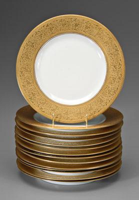 Appraisal: Set of Hutschenreuther plates ivory with broad border of gilt